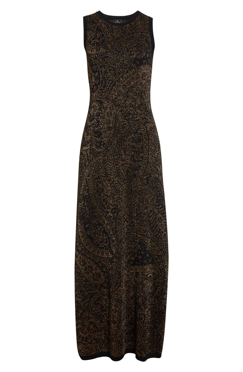 Etro Metallic Paisley Knit Dress, Alternate, color, Multicolor Black Base