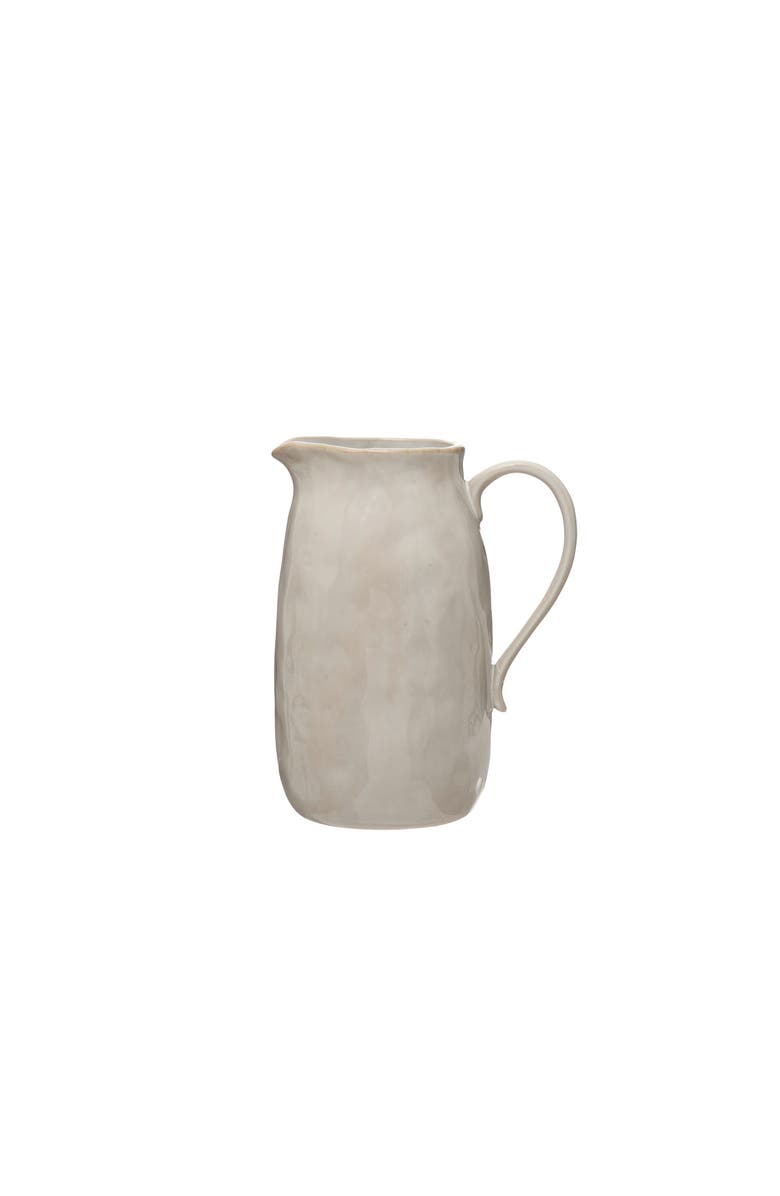 Storied Home Stoneware Pitcher, Main, color, White