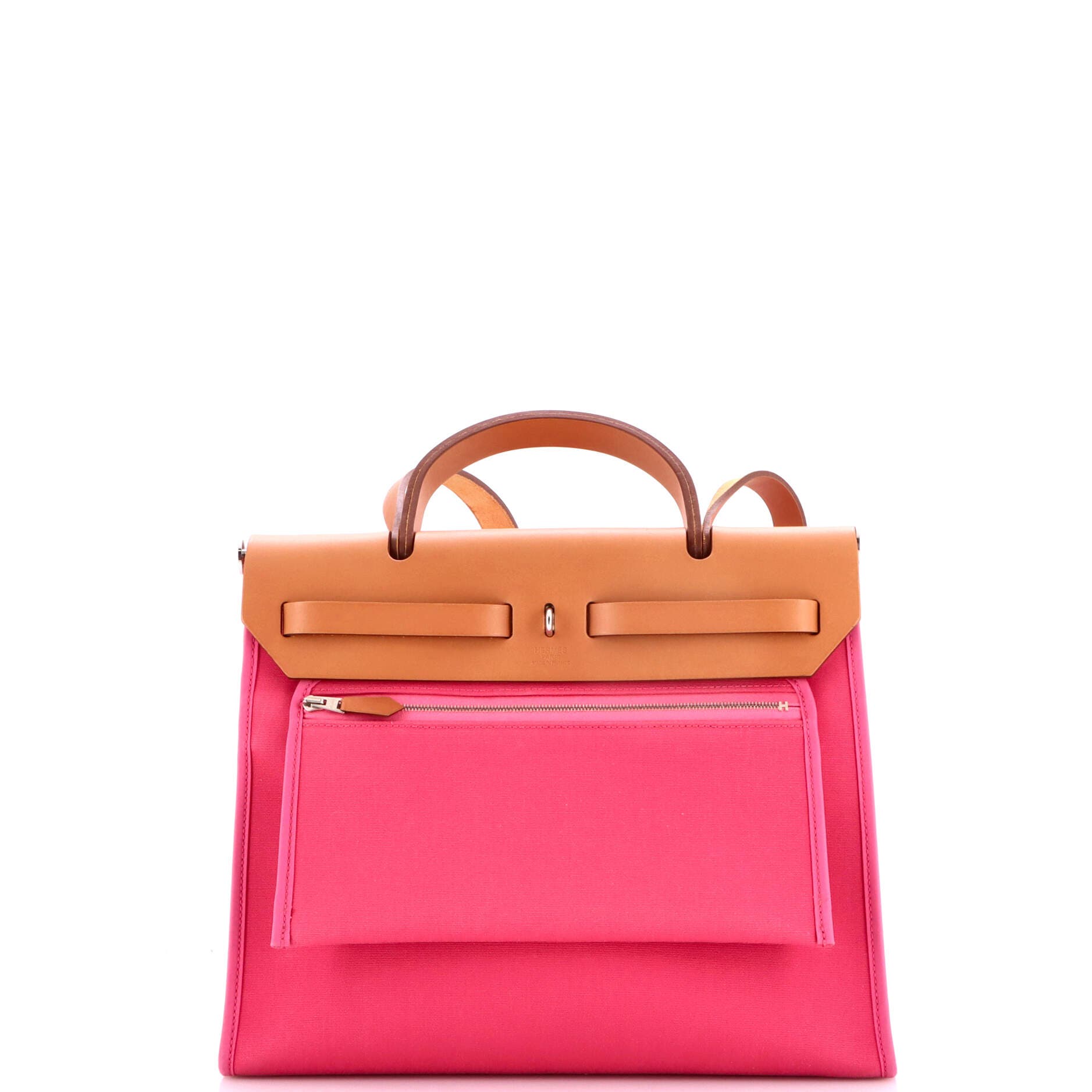 Pre-Owned Hermes Herbag Zip Leather and Toile 31, Alternate, color, Fuchsia