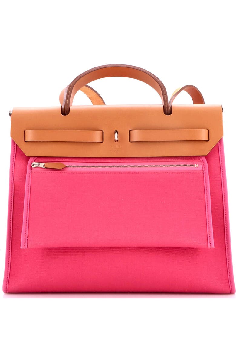 Pre-Owned Hermes Herbag Zip Leather and Toile 31, Alternate, color, Fuchsia