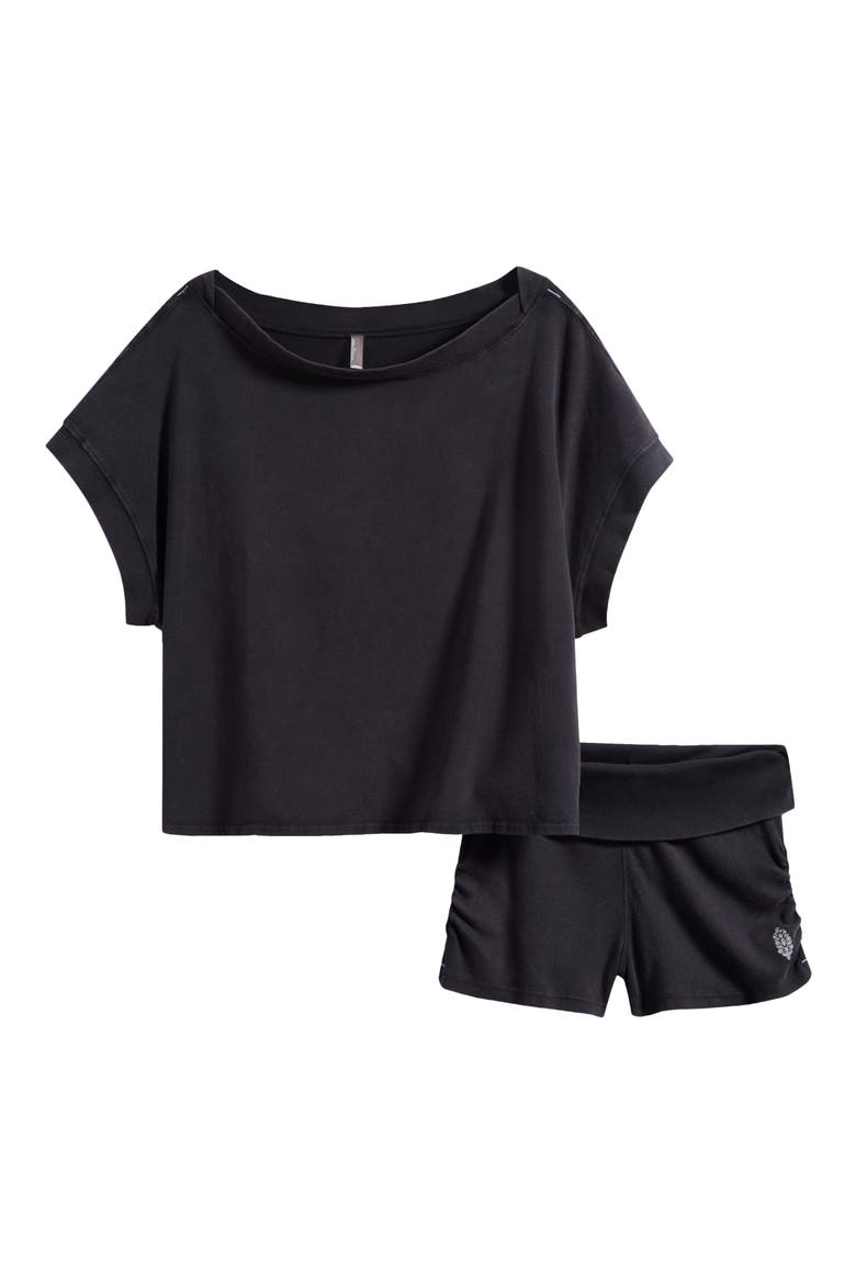 Hot Shot Knit Top and Shorts Set, Alternate, color, BLACK