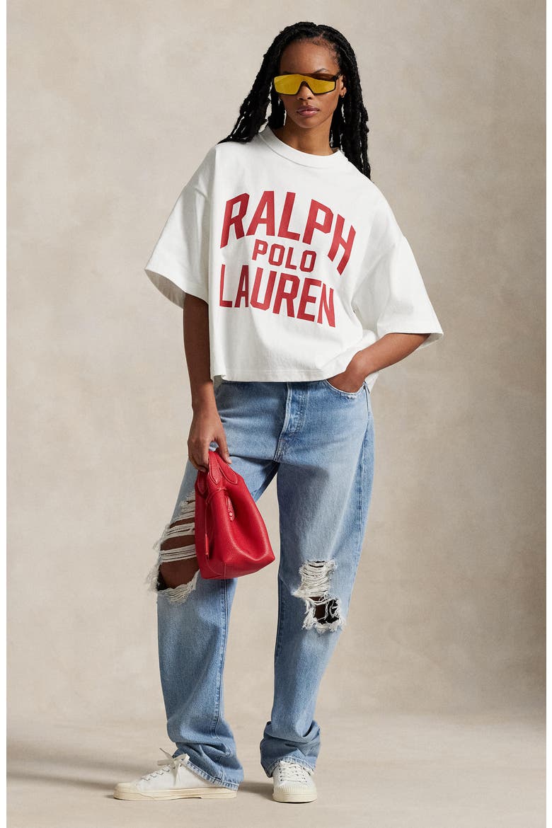 Logo Oversize Cotton Graphic T-Shirt, Alternate, color, ANTIQUE WHITE