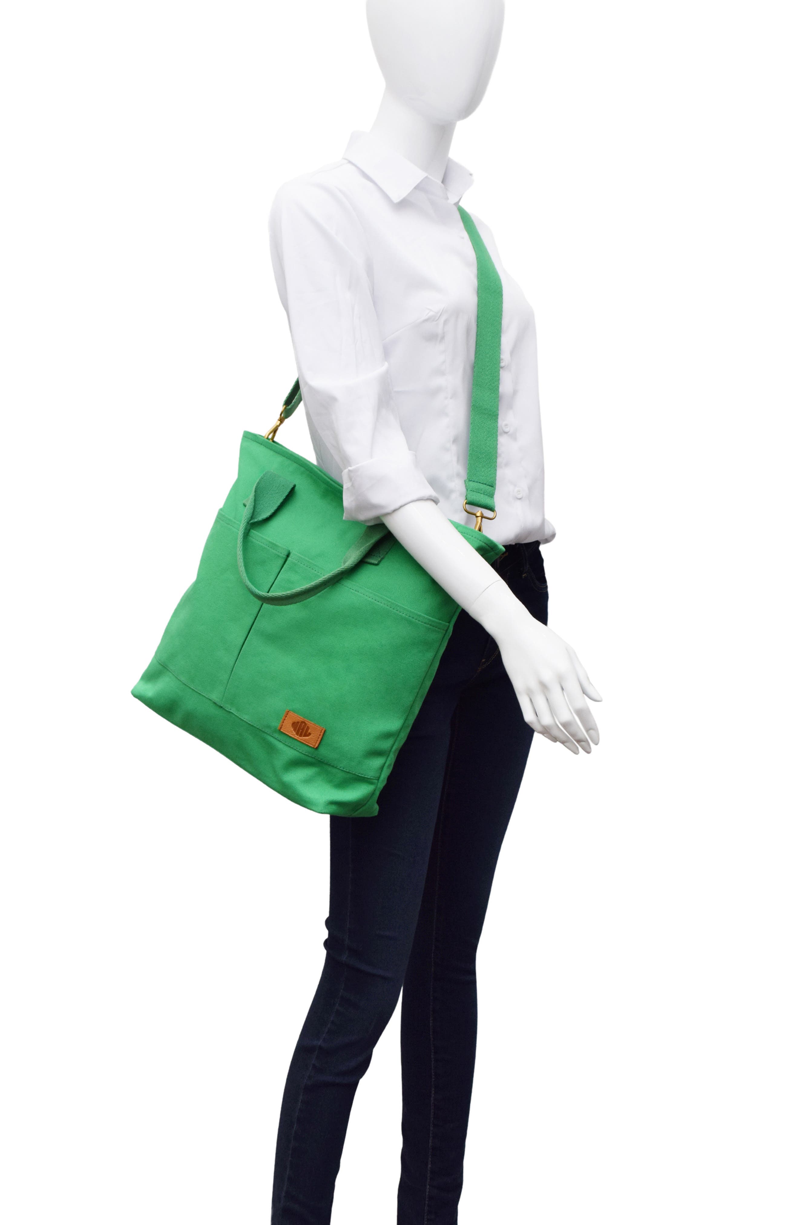 New Amsterdam Leatherworks Ayla Cotton Canvas Tote Bag, Alternate, color, Kelly