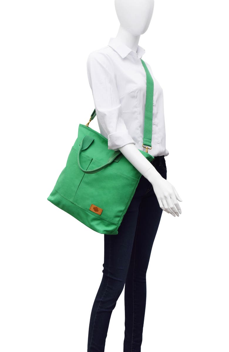 New Amsterdam Leatherworks Ayla Cotton Canvas Tote Bag, Alternate, color, Kelly