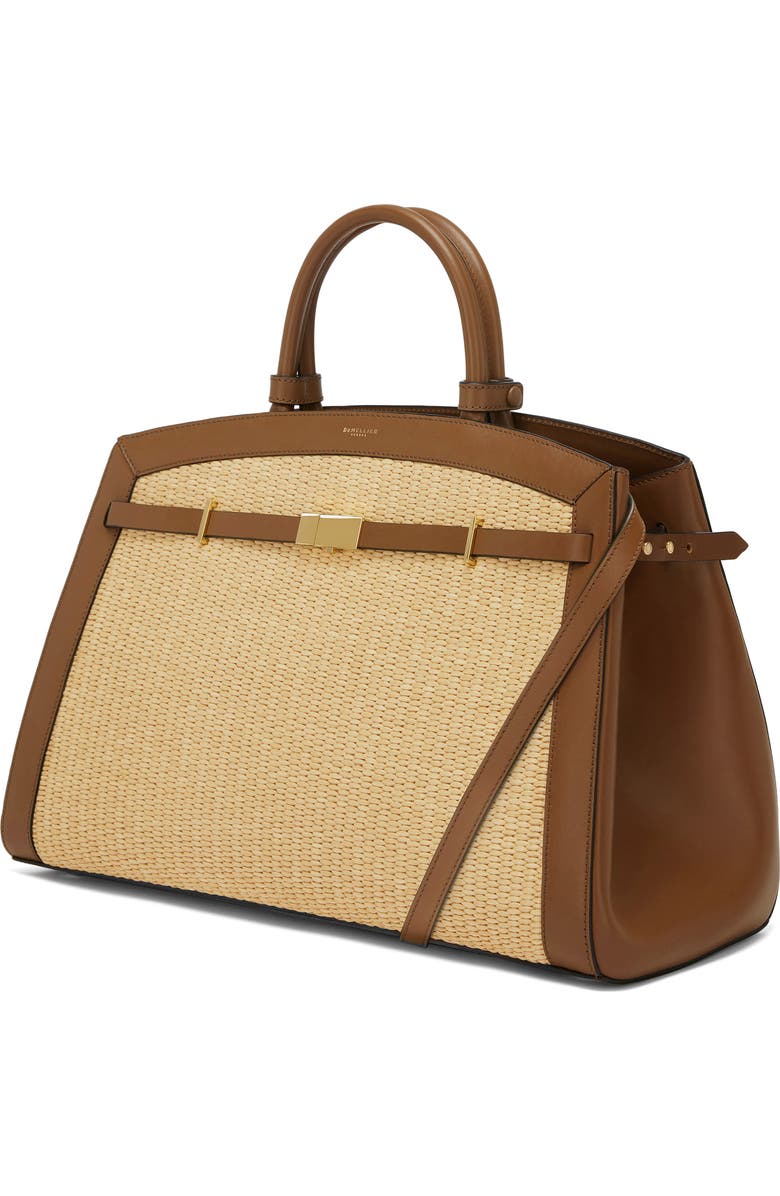 DeMellier The Hudson Raffia & Leather Top Handle Bag, Alternate, color,