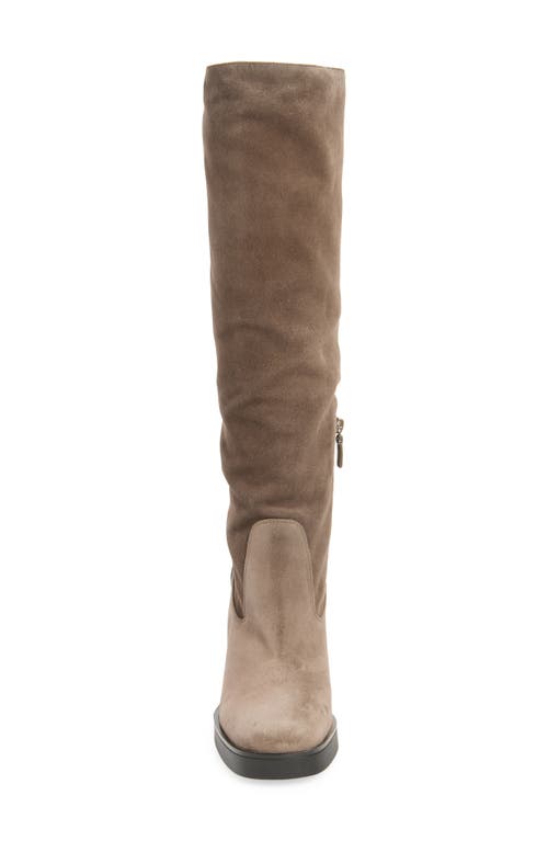 Stuart Weitzman Bethenny Block Heel Tall Boot In Charcoal Sport Suede