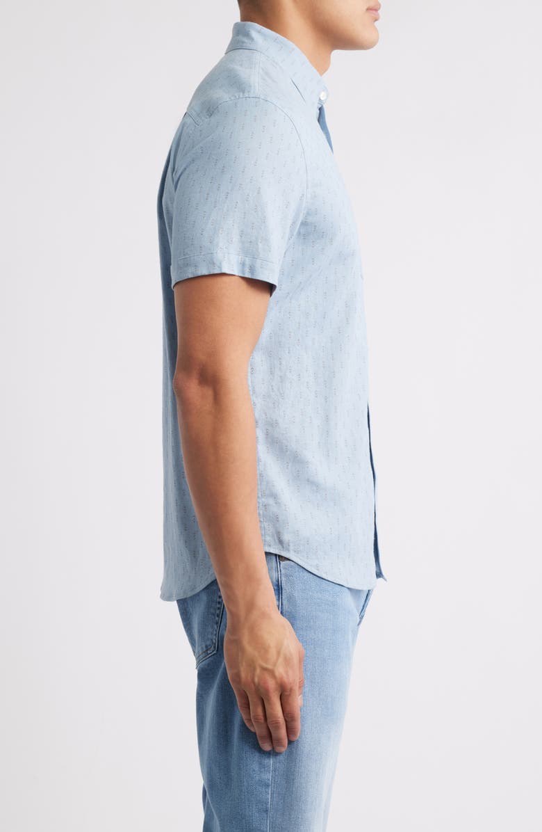 Rails Carson Short Sleeve Stretch Linen Blend Button-Up Shirt, Alternate, color, Arrow Dot Waterfall