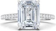 HauteCarat Emerald Cut Pavé Lab Created Diamond Ring