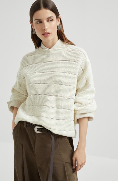 Brunello Cucinelli Dazzling Sweater With Openwork Stripes