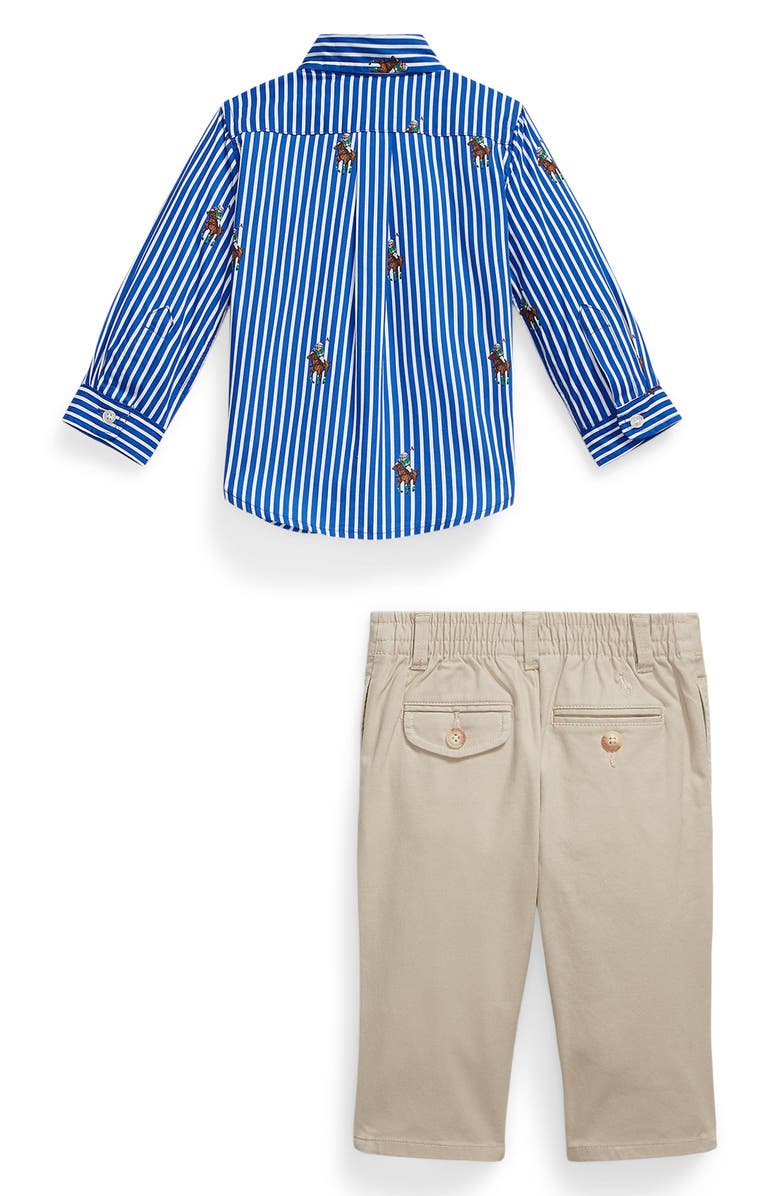 Ralph Lauren Stripe Button-Down Shirt & Pants Set, Alternate, color, Multi Blue