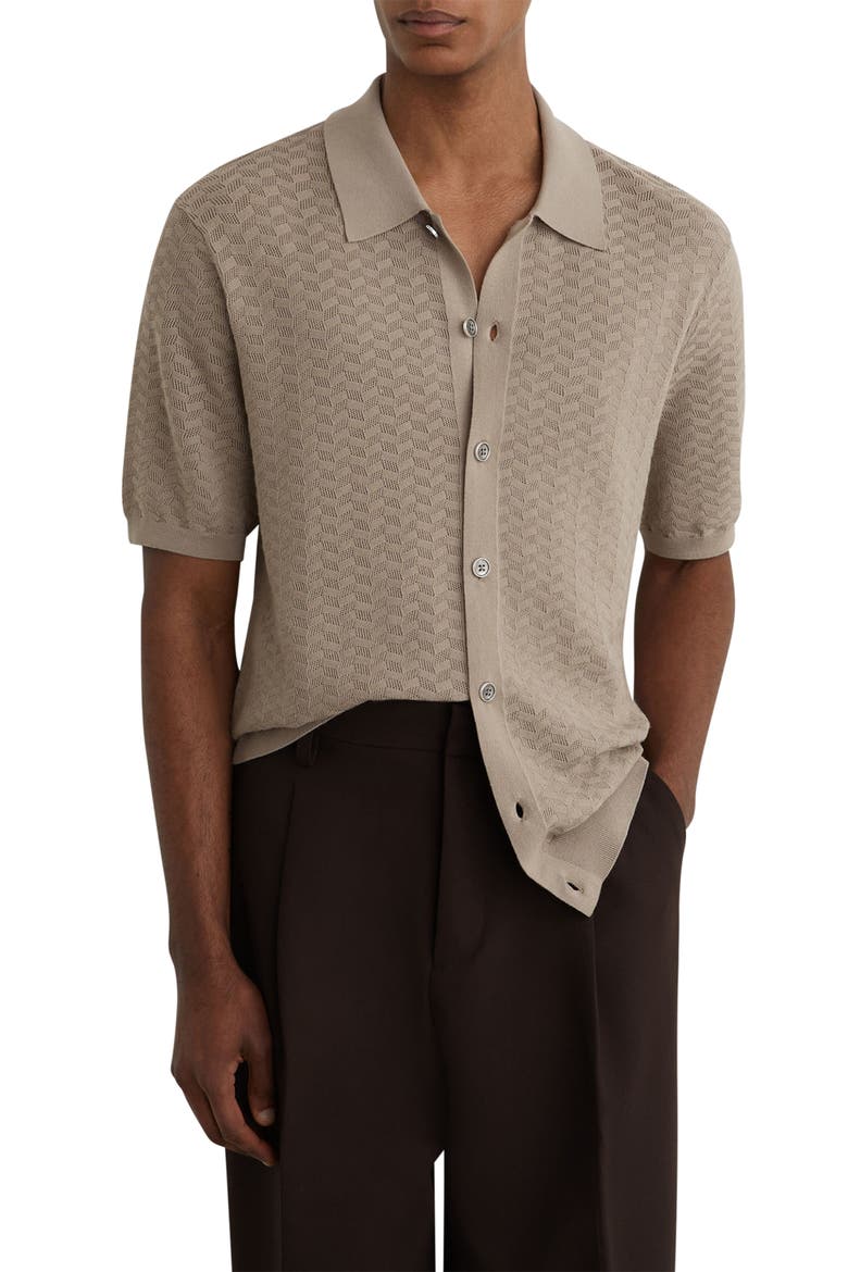 Phoenix Chevron Knit Wool Full Button Cardigan, Main, color, TAUPE BROWN