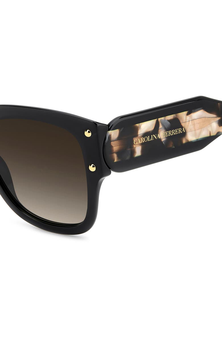 Carolina Herrera Her 55mm Gradient Square Sunglasses, Alternate, color, Black/ Brown Sf