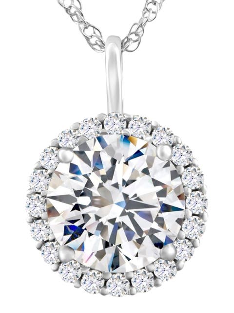Certified 3 1/2Ct Halo Diamond Pendant 14k Gold Women's Necklace Lab Grown