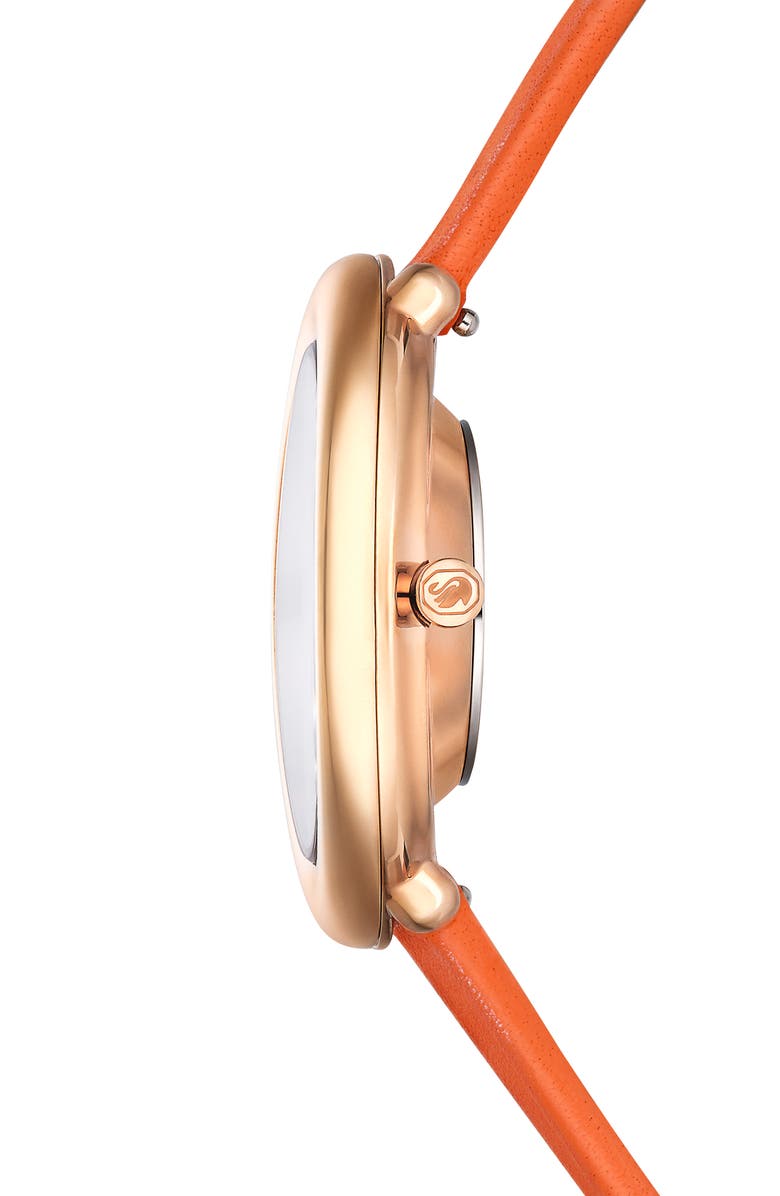 Swarovski Imber Oval Leather Strap Watch, 24mm x 26.3mm, Alternate, color, Orange