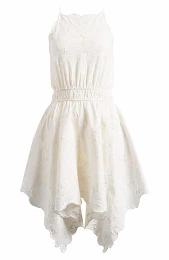 Topshop Eyelet Embroidered Handkerchief Hem Cotton & Linen Sundress