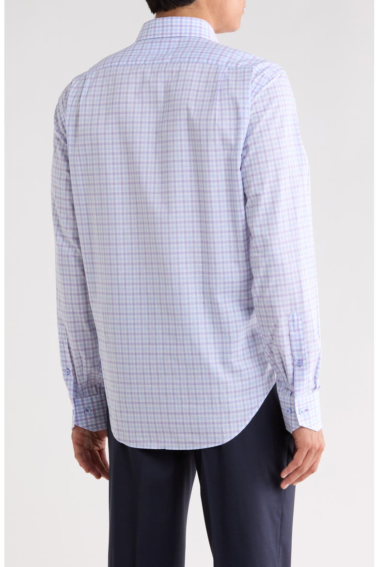 Trim Fit Check Cotton Dress Shirt, Alternate, color, LIGHT BLUE/ PURPLE