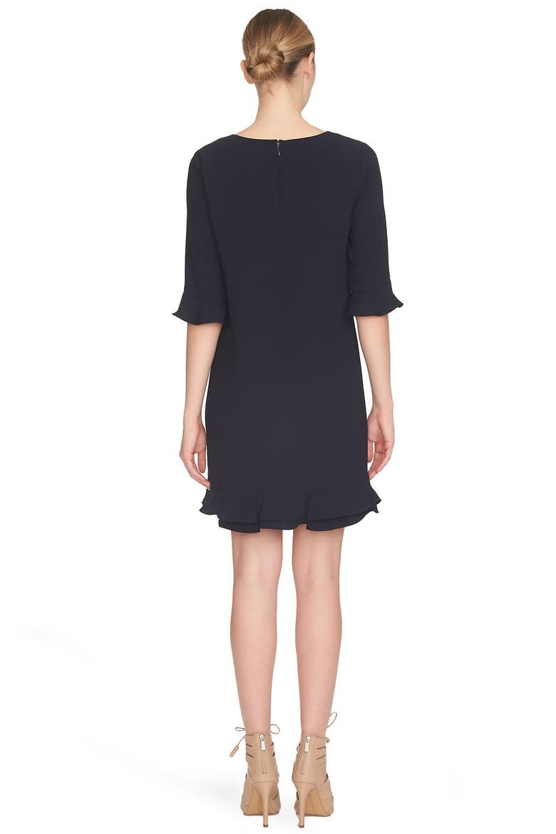 Kate Ruffle Hem A-Line Crepe Dress, Alternate, color, CAVIAR