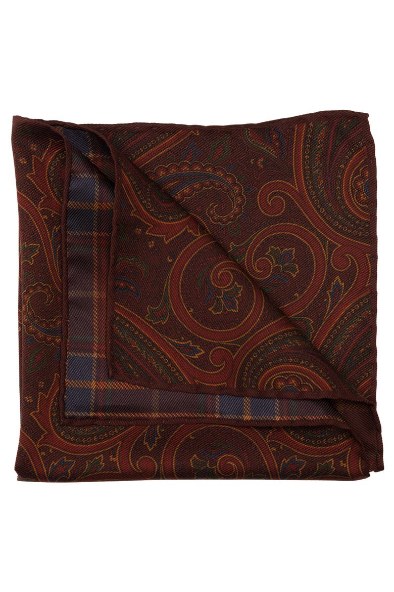 Positano - Double Sided Silk Pocket Square for Men, Alternate, color, Burgundy