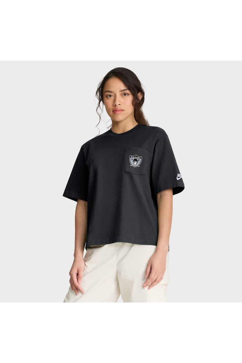 Women's Nike Black Las Vegas Raiders Rewind Pocket Boxy T-Shirt, Main, color, Black