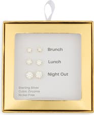 NORDSTROM RACK Set of 3 CZ Stud Earrings