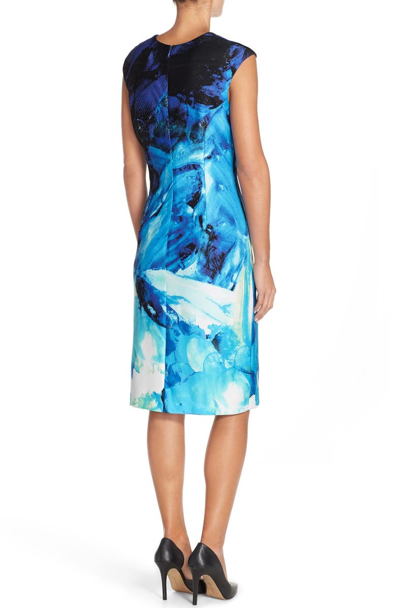 Donna Ricco Print Scuba Sheath Dress, Alternate, color, 