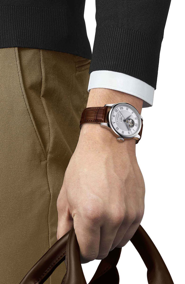 Tissot Le Locle Powermatic 80 Leather Strap Watch, 39mm, Alternate, color, Brown