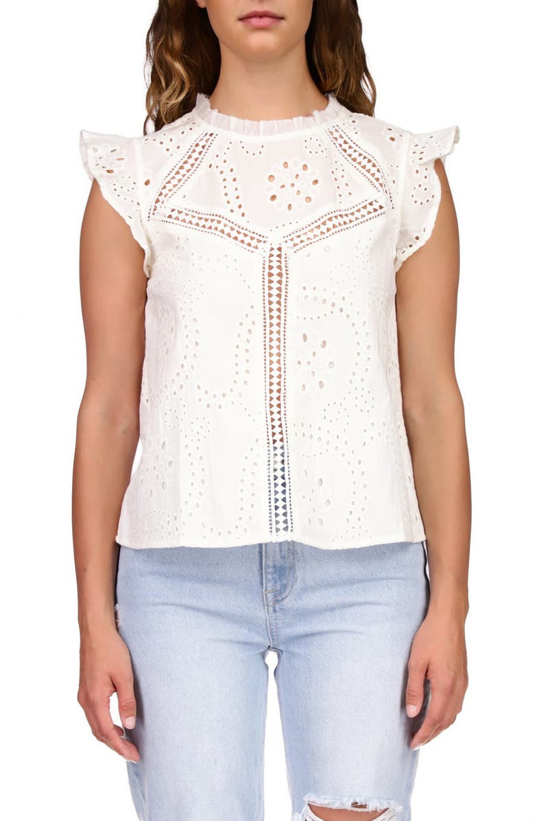 Sanctuary Eyelet Cotton Top, Main, color, 