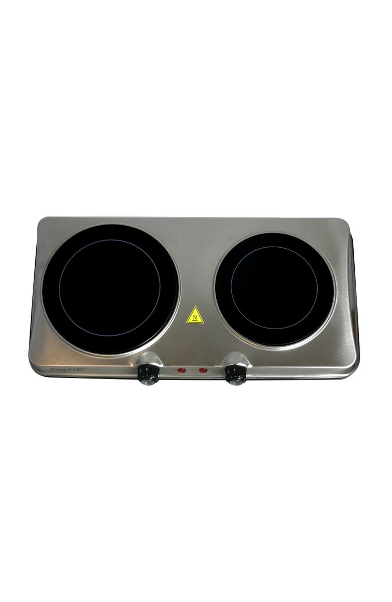 Megachef Electric Portable Dual Size Infrared Burner Cooktop Buffet Range, Alternate, color, Grey