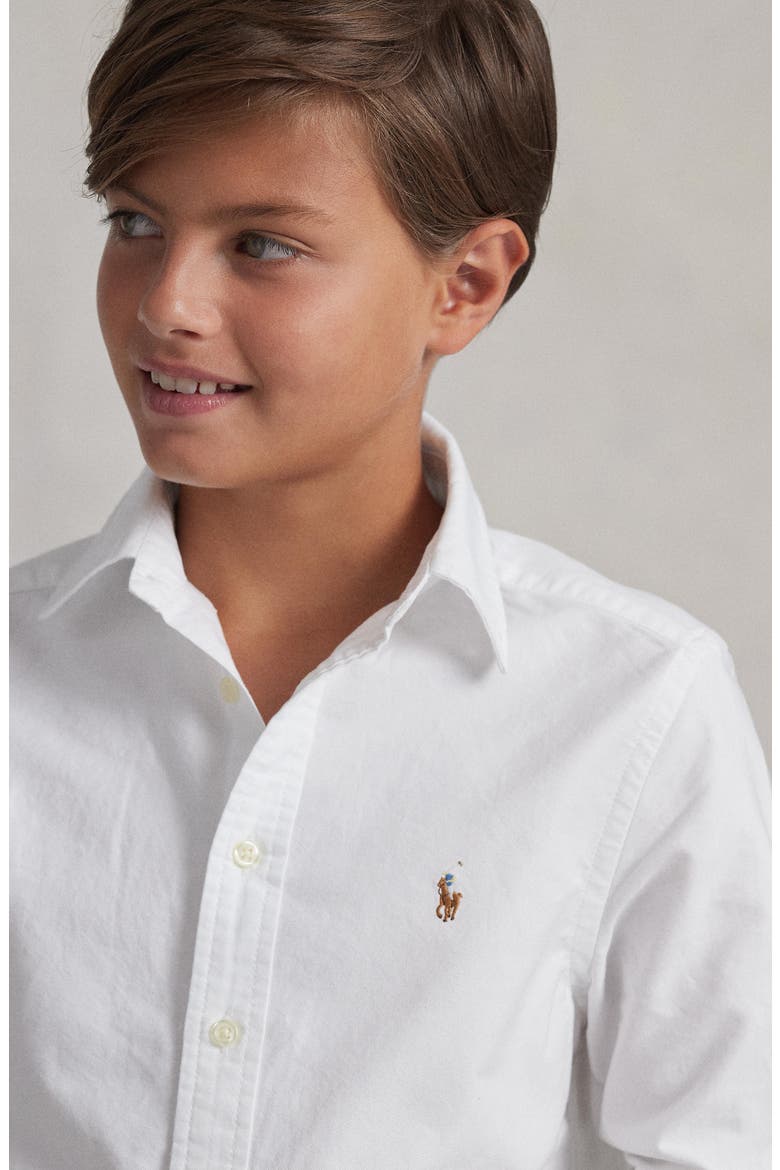 Kids' Oxford Cotton Button-Down Shirt, Alternate, color, WHITE