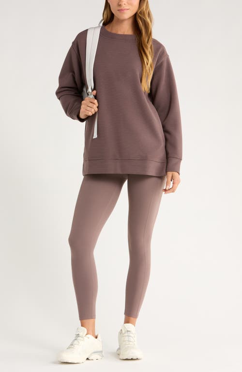 Zella Kick Back Ottoman Knit Sweatshirt In Brown