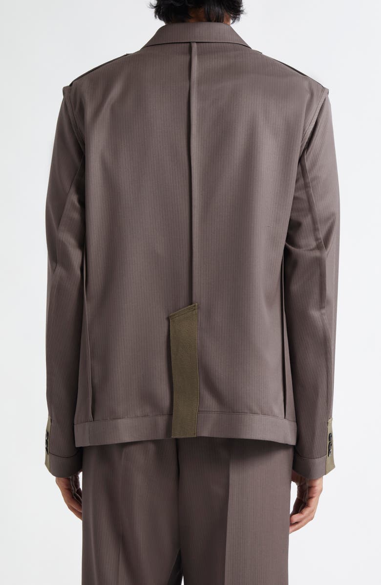 Sacai Pinstripe Double Breasted Wool Doeskin Blazer, Alternate, color,