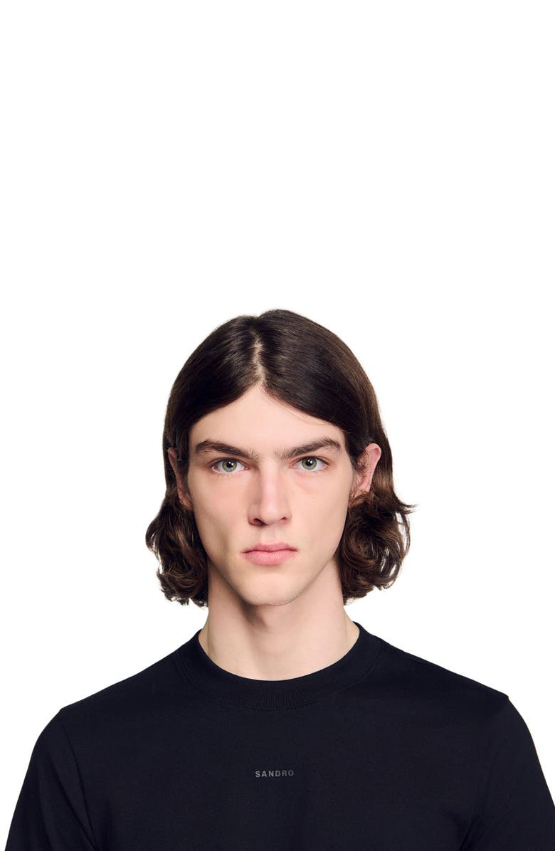 SANDRO Cotton T-shirt, Alternate, color, Black