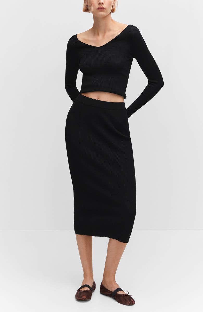 MANGO V-Neck Rib Crop Sweater, Alternate, color, 