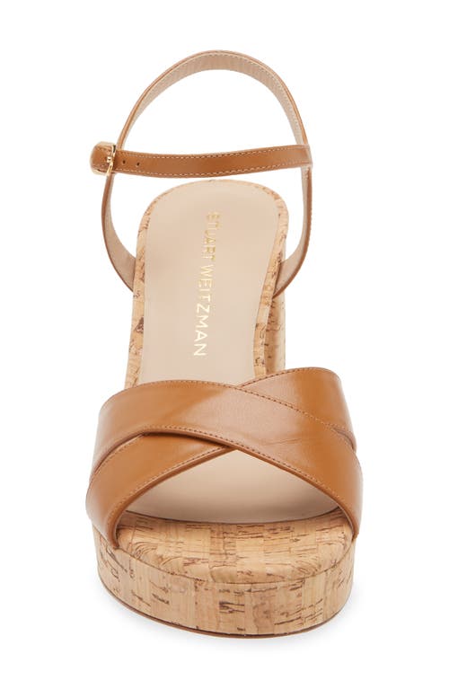 Stuart Weitzman Dayna Leather Crisscross Platform Sandals In Macchiato