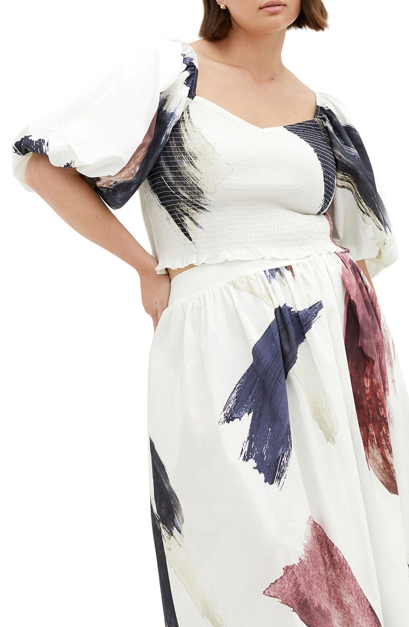 City Chic Amari Abstract Print Crop Top