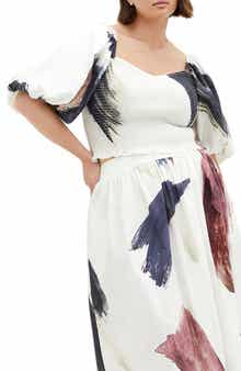 City Chic Amari Abstract Print Crop Top