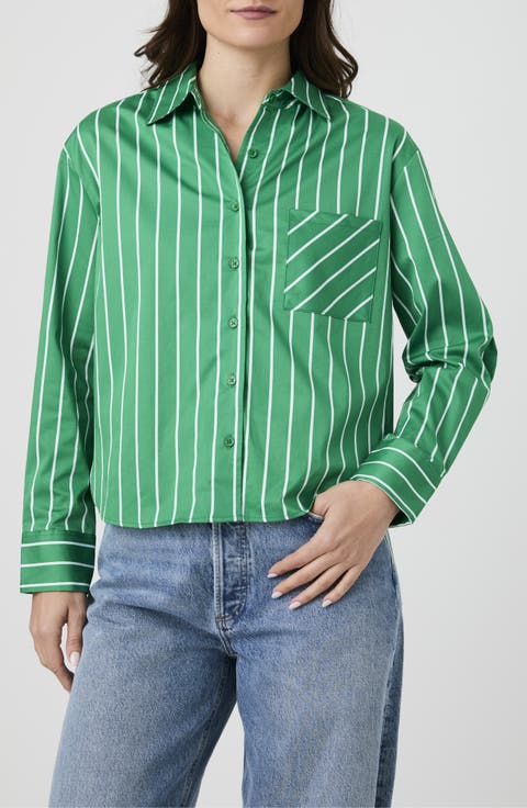 Boxy Stripe Button-Up Shirt