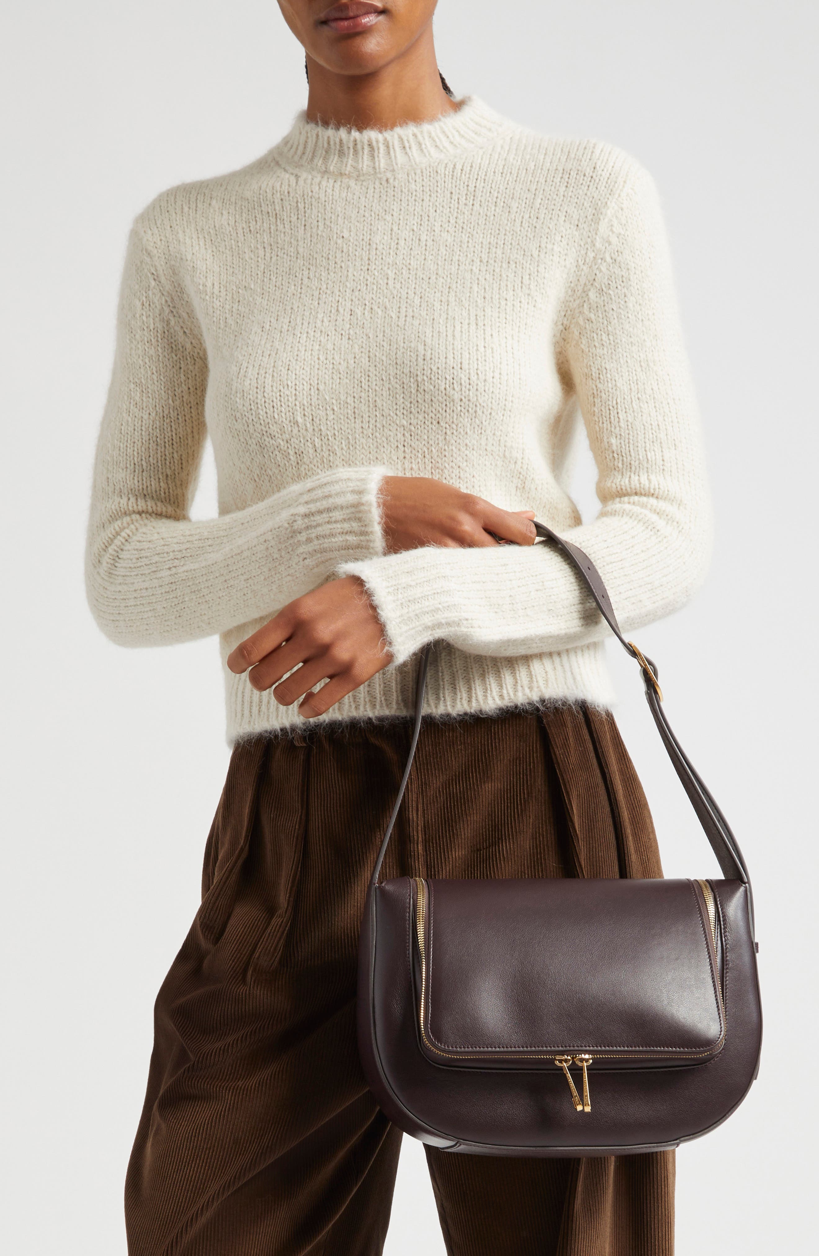 Anya Hindmarch Vere Leather Shoulder Bag, Alternate, color, Grape