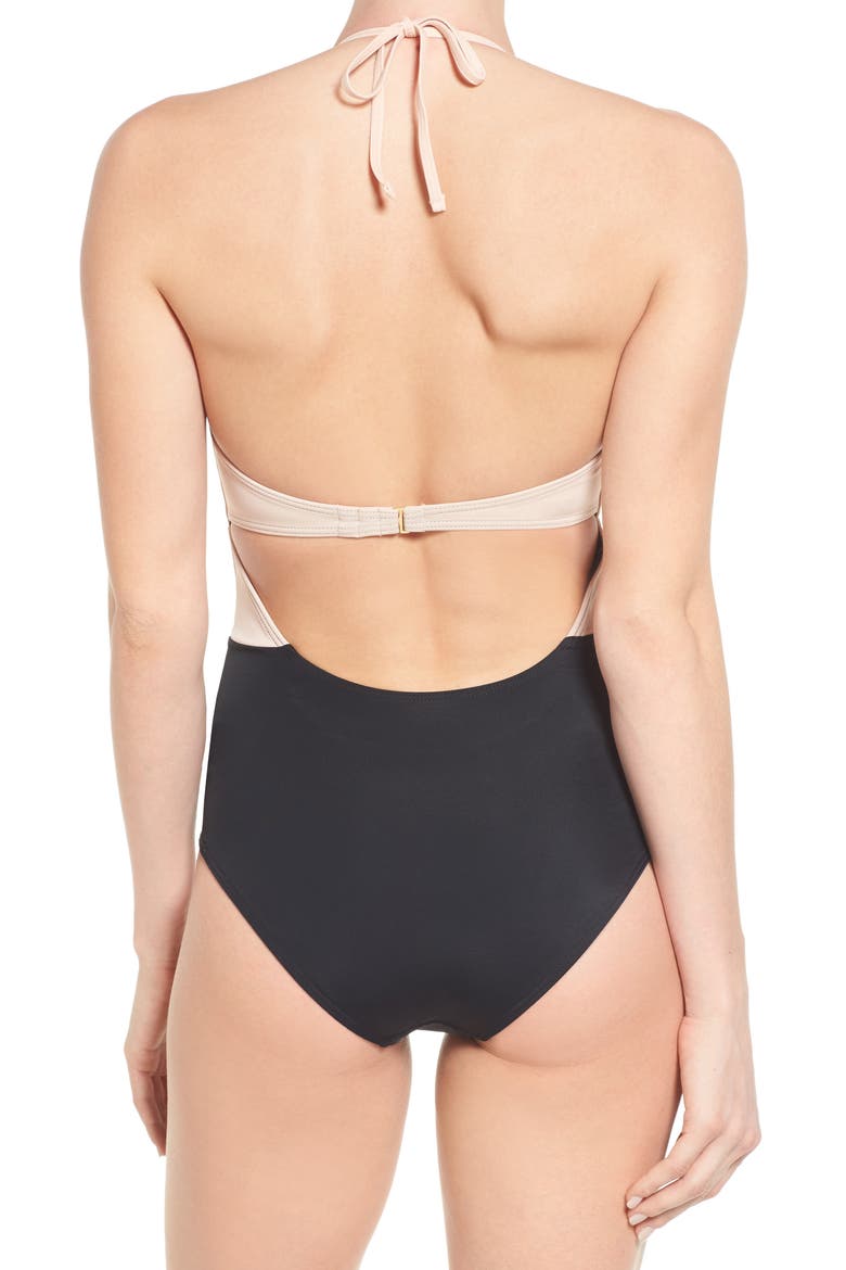 Scallop One-Piece Swimsuit, Alternate, color, BLACK