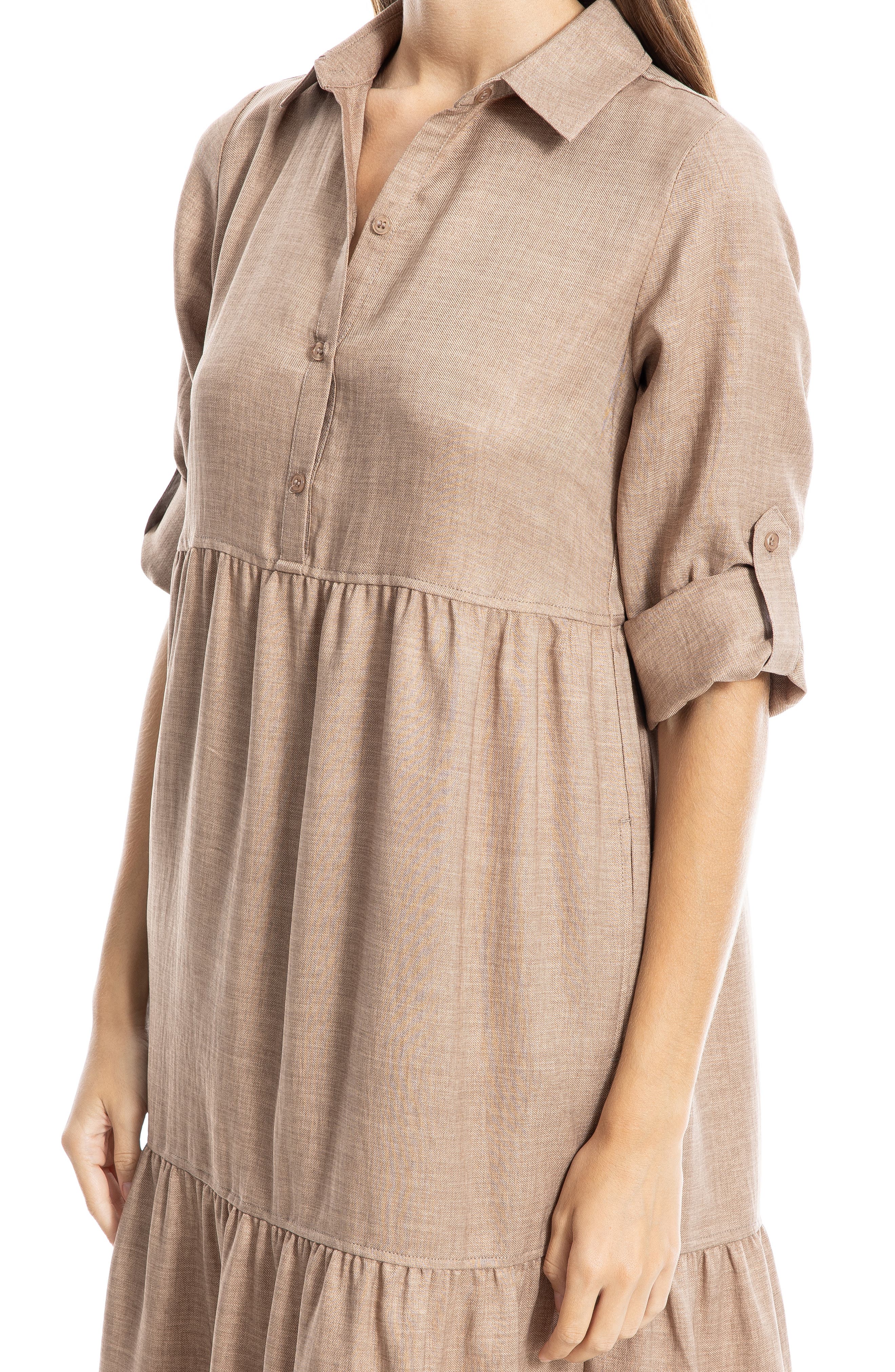MAX STUDIO LONDON Tiered Long Sleeve Gauze Shirtdress (Women ...
