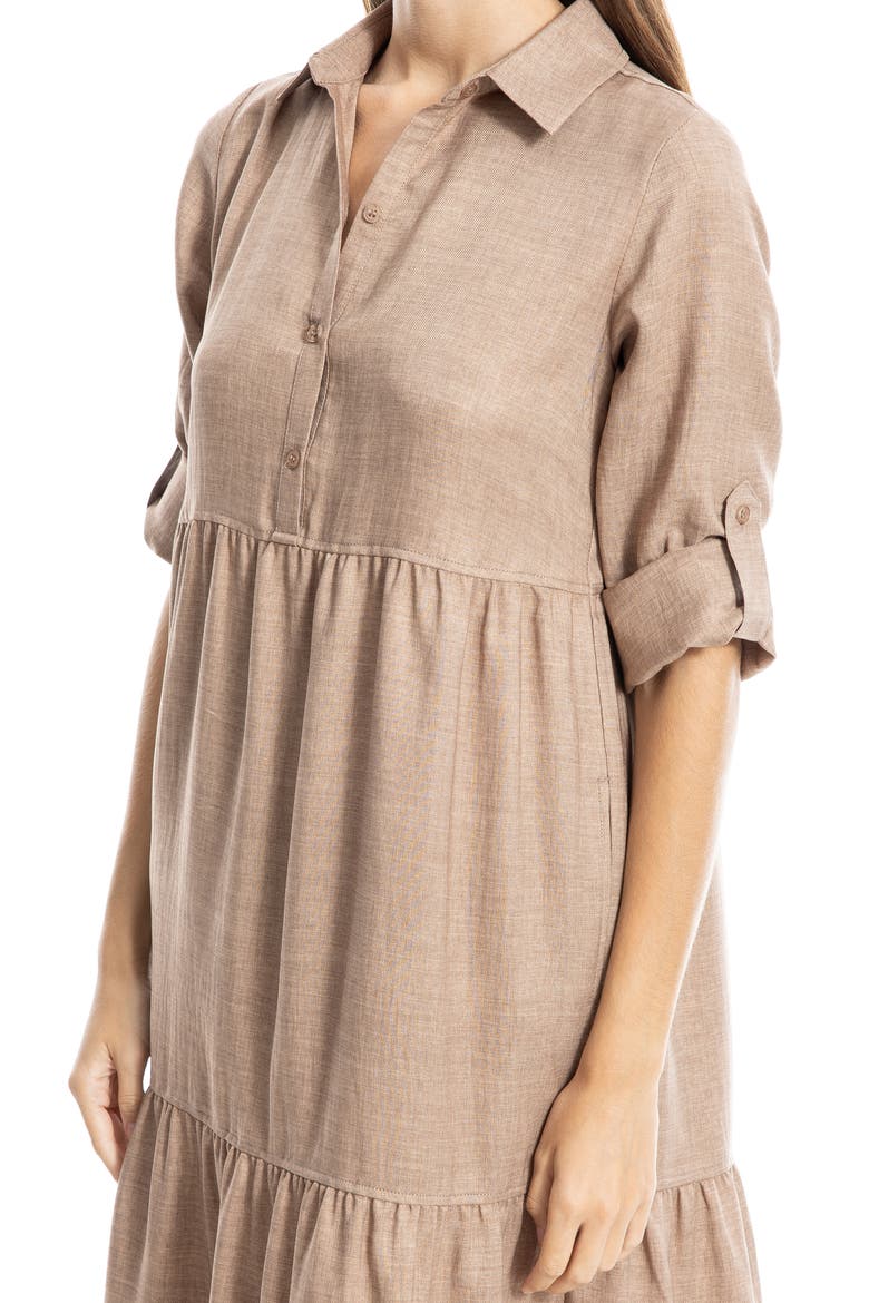 Tiered Long Sleeve Gauze Shirtdress, Alternate, color, HEATHER MUSHROOM