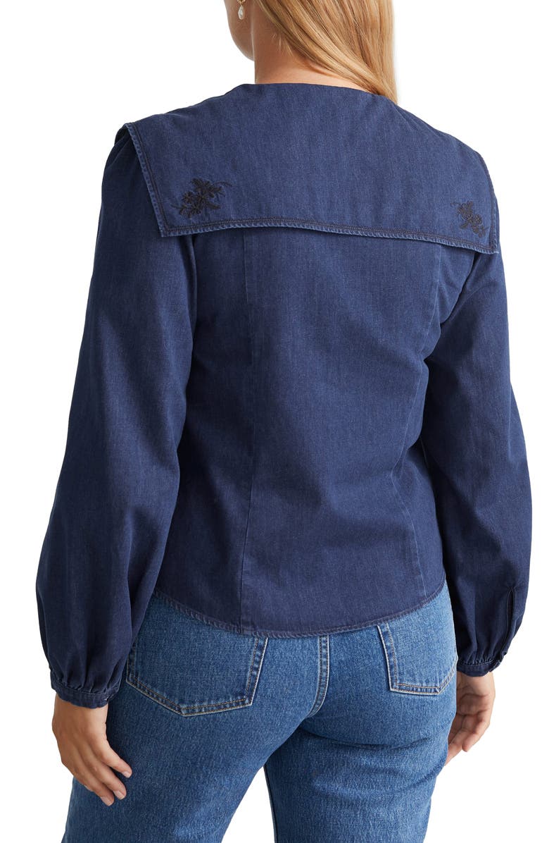 & Other Stories Embroidered Collar Denim Blouse, Alternate, color,