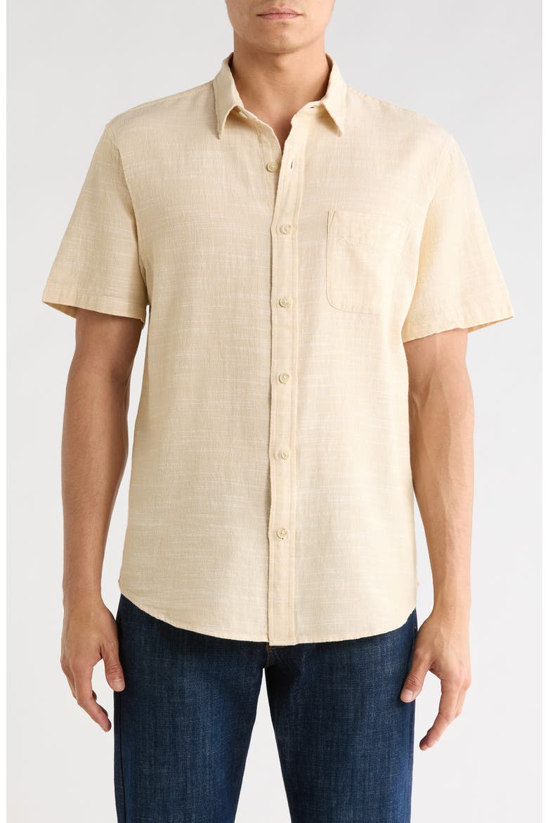 San Gabriel Short Sleeve Cotton Button-Up Shirt, Main, color, BOULDER