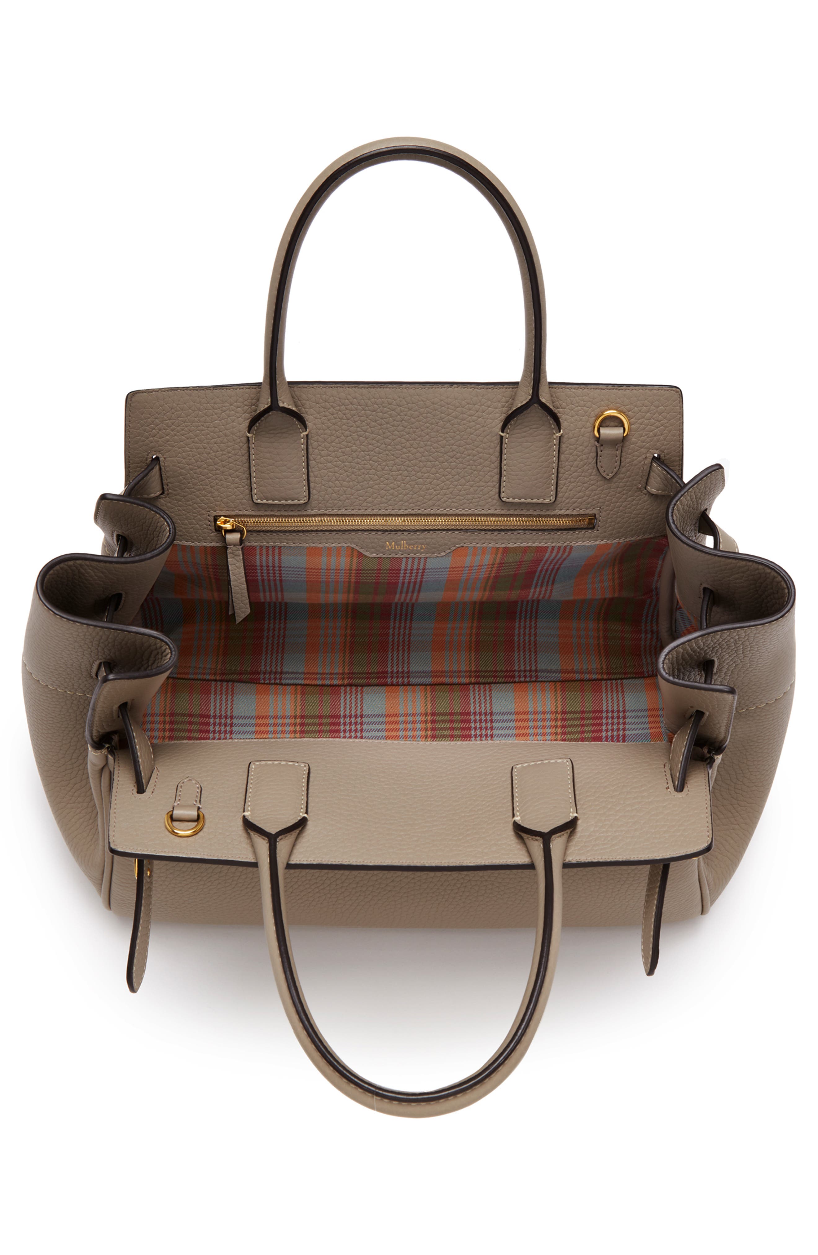 Belted Bayswater Grained Leather Satchel, Alternate, color, SOLID GREY