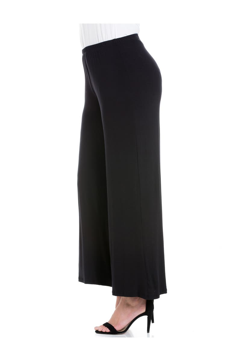 24seven Comfort Apparel Elastic Waist Flared Leg Palazzo Pants, Alternate, color, Black