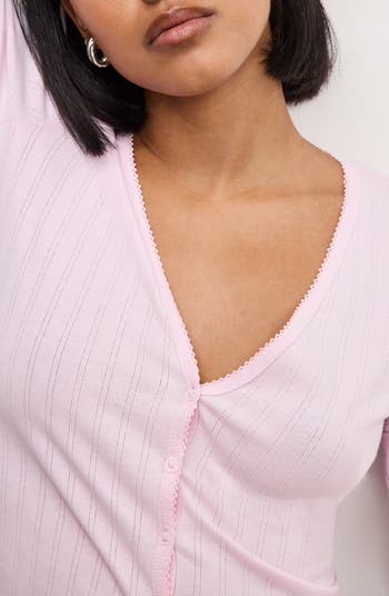 Pointelle Crop Cardigan