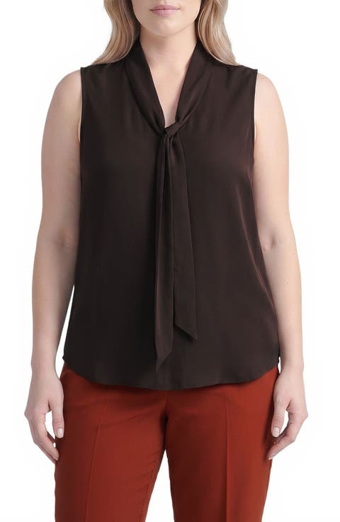 Tie Neck Charmeuse Blouse