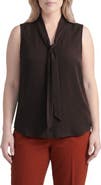 KASPER Tie Neck Charmeuse Blouse