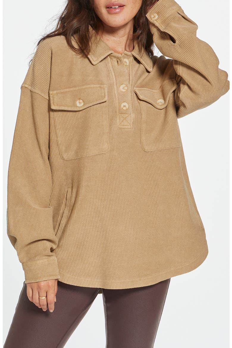 Ingris Rib Popover Top, Main, color, KHAKI