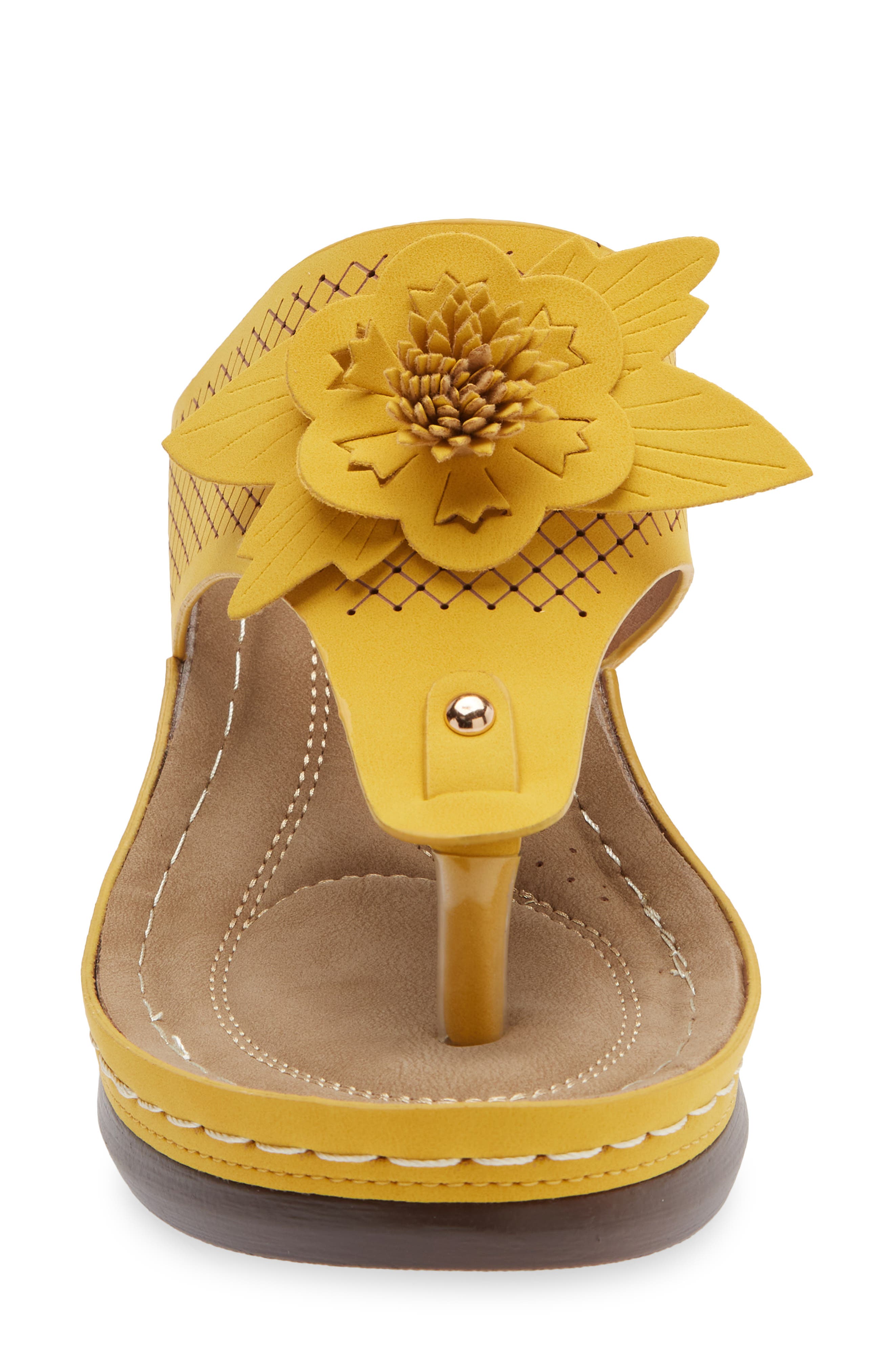 Yaz Floral Appliqué T-Strap Sandal, Alternate, color, YELLOW